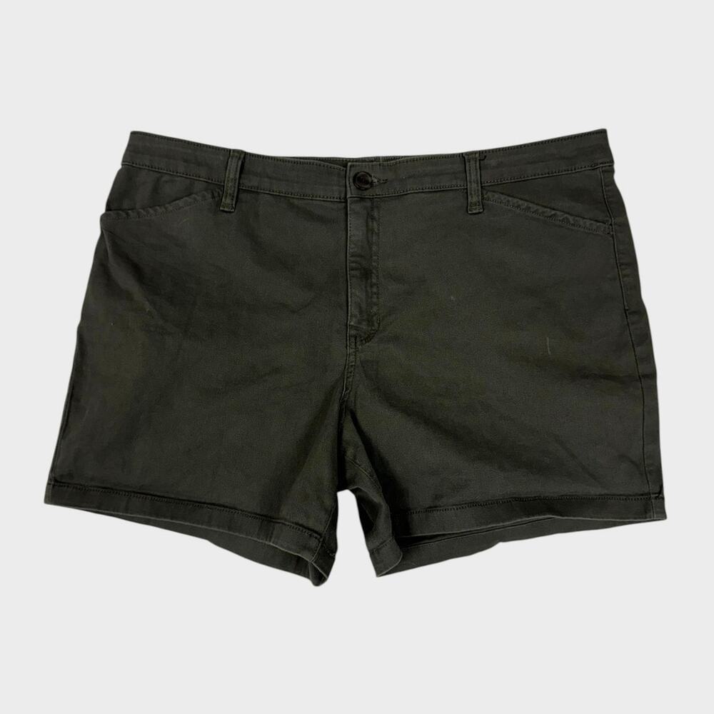 St. John's Bay 5" Short Womens Size 16 Cotton Spandex Olive Green